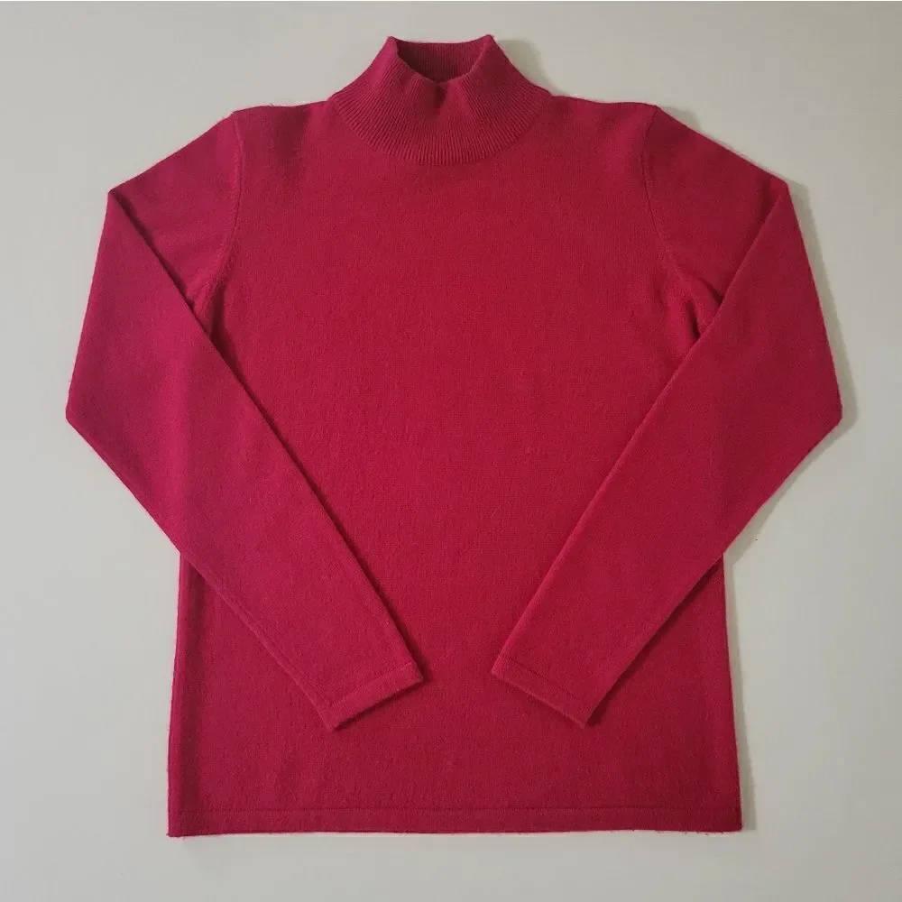 Cashmere House Women's Red Mock Neck Pullover Long Sleeve Sweater
